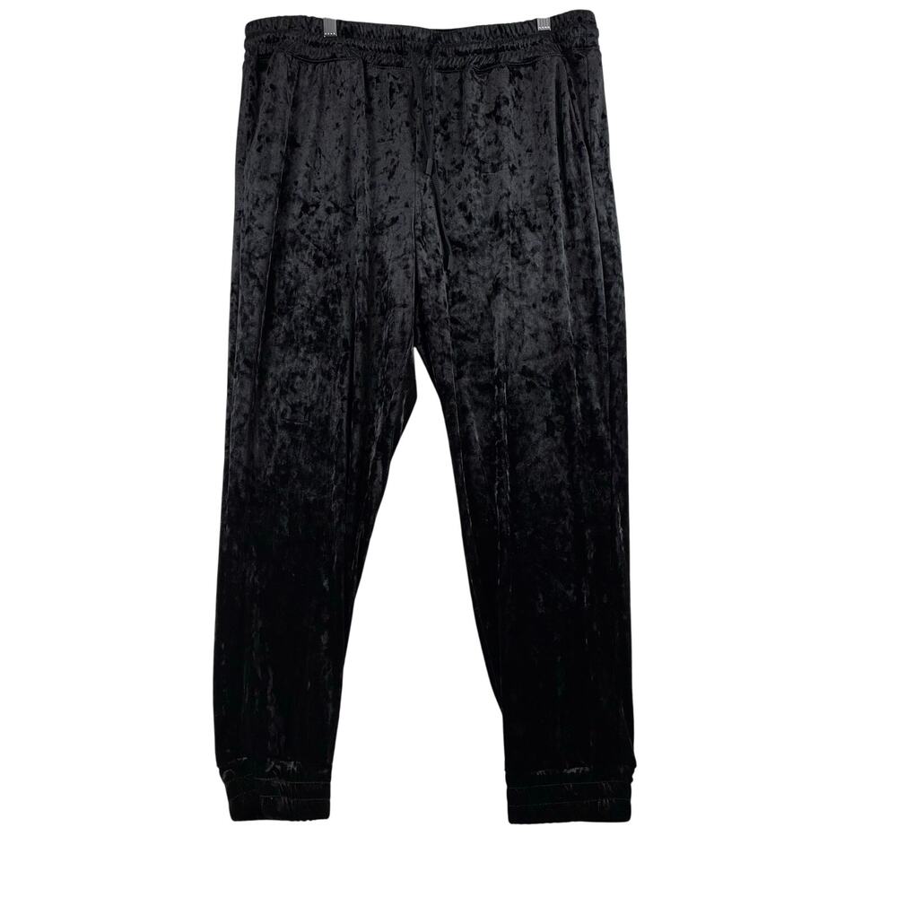 D Jeans Crushed Velvet Joggers Women’s 16 Track Pants Sweats Black Pockets Goth